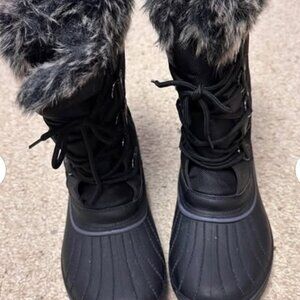 Lined fur waterproof tall black boots- unisex